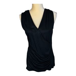 Talbots Black Sleeveless Wrap Knit‎ Top V Neck Size Mp